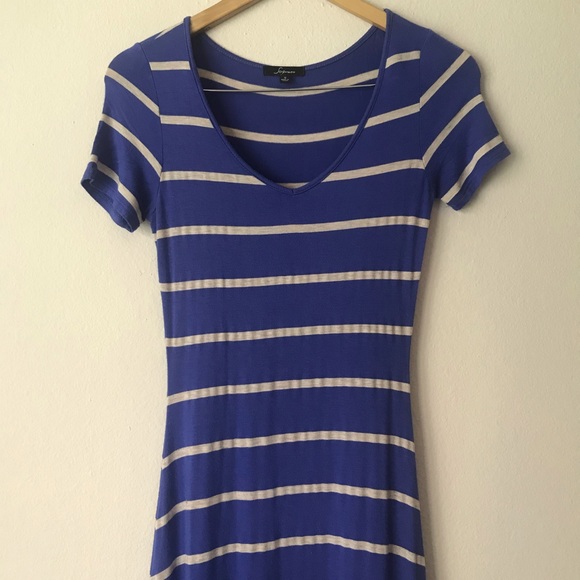 Soprano Blue and White Striped Maxi Dress - Picture 4 of 4